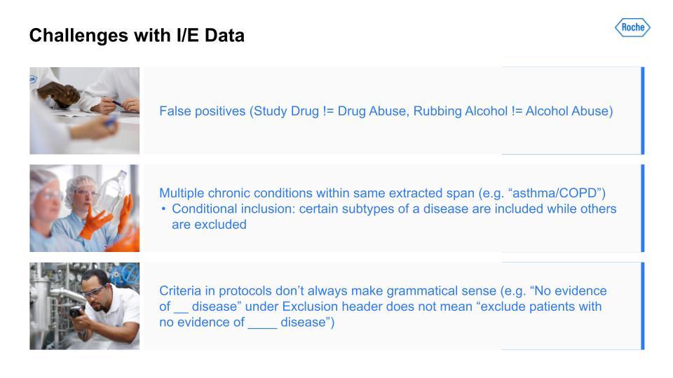 Information extraction challenges with inclusion/exclusion data