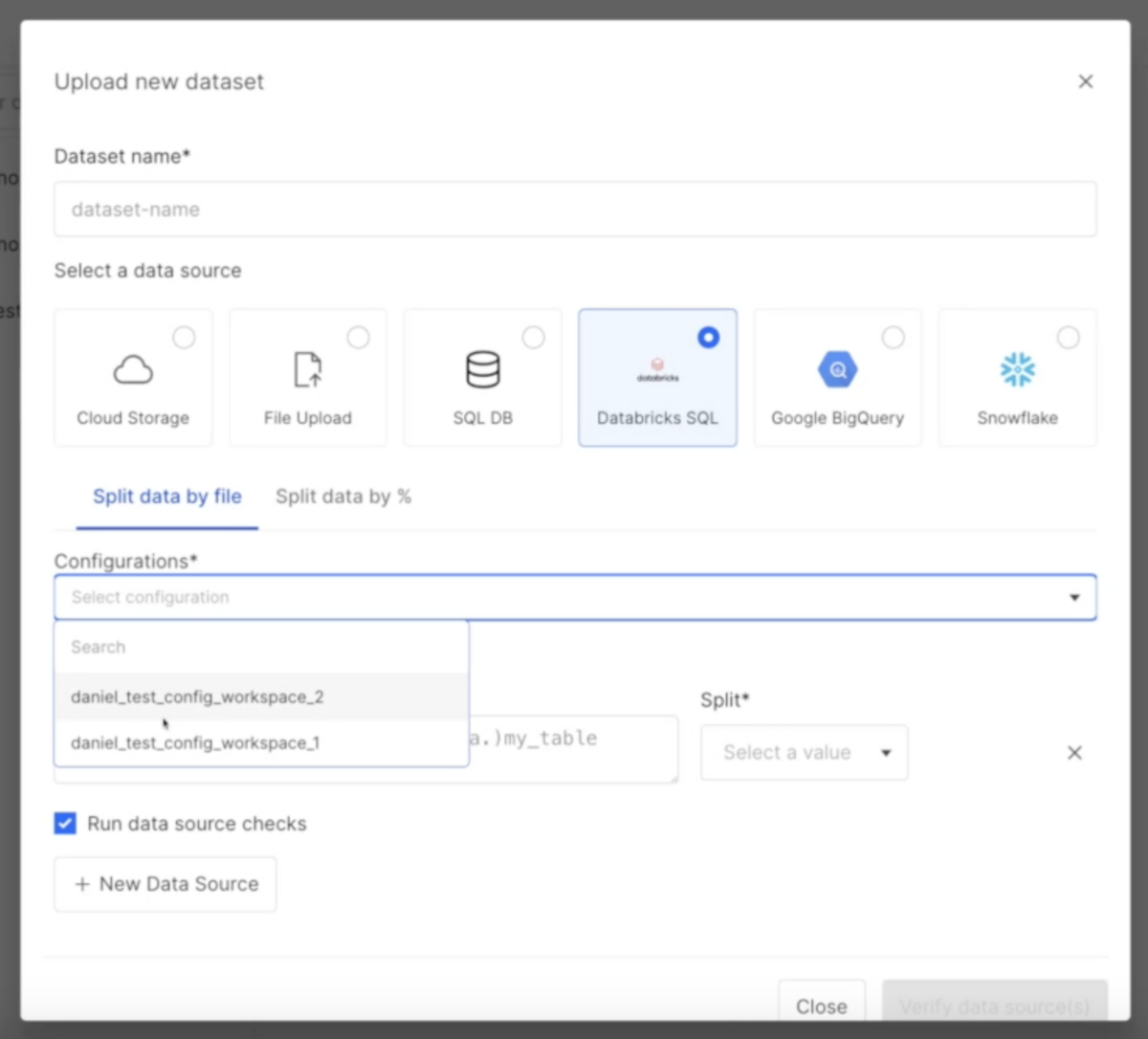 Showing the results of controlling upload settings using Snorkel Flow's role-based access control tools.